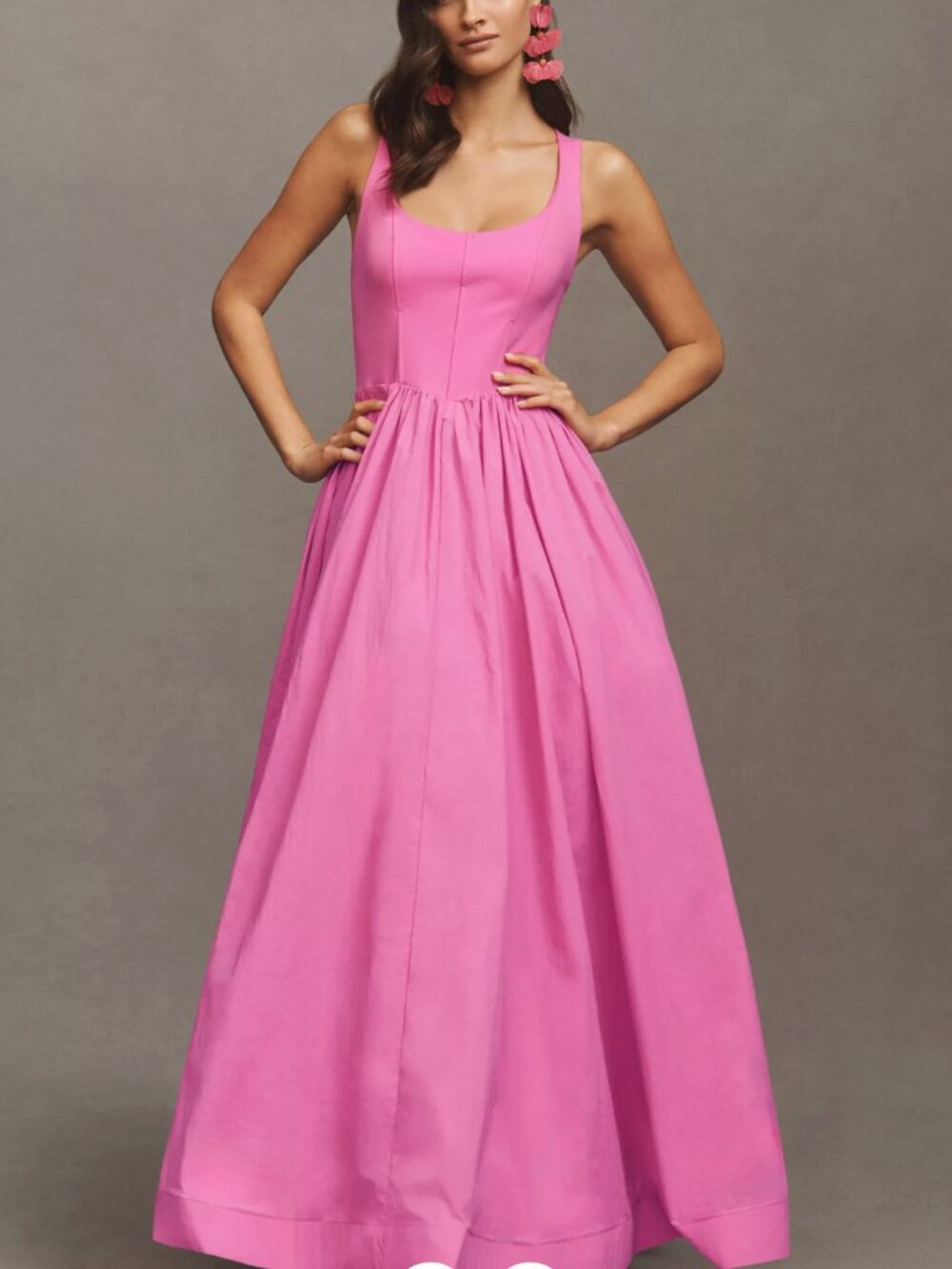 BHLDN Jemma Scoop-Neck Corset Fit & Flare Maxi Dress